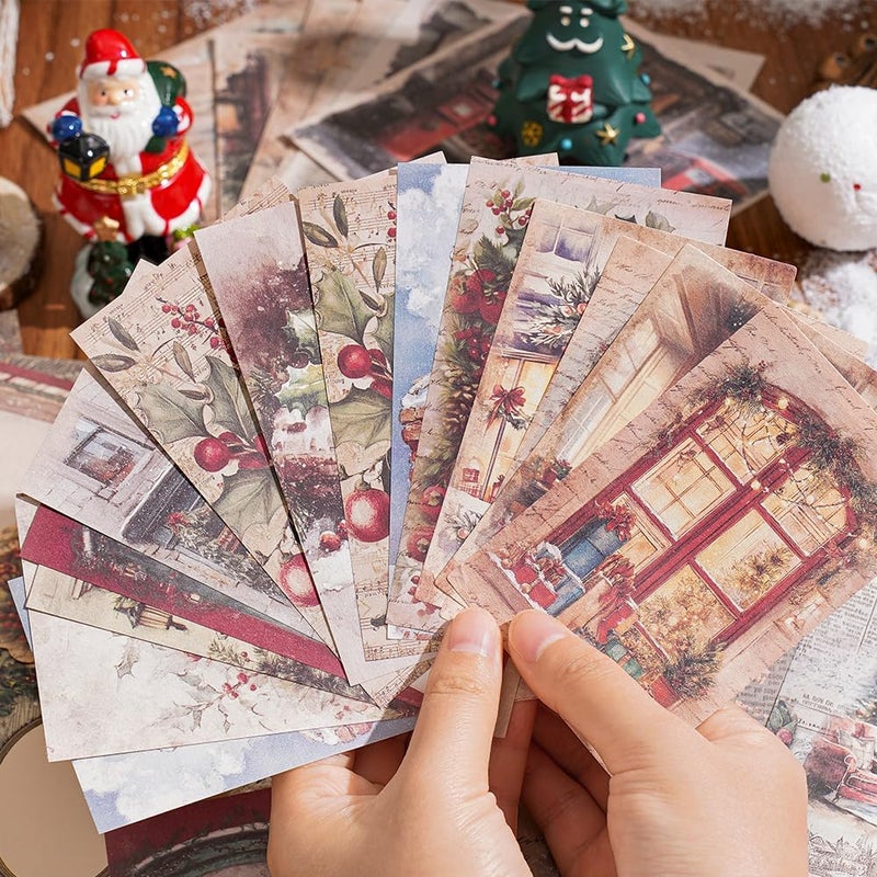 icceemee Scrapbooking Supplies Kit, Christmas Theme Scrapbooking Kit for Bullet Junk Journaling, Stationery, A6 Grid Notebook, Flower DIY Journaling Supplies, Birthday Craft Gift for Teen Girls - Image 2